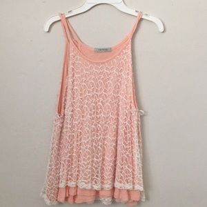 A papaya tank top/ blouse with lace